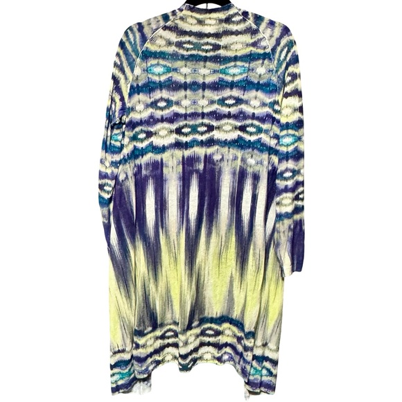 Chicos Linen Cotton Longline Colorful Longsleeve Lightweight Open Front Cardigan - Picture 7 of 11